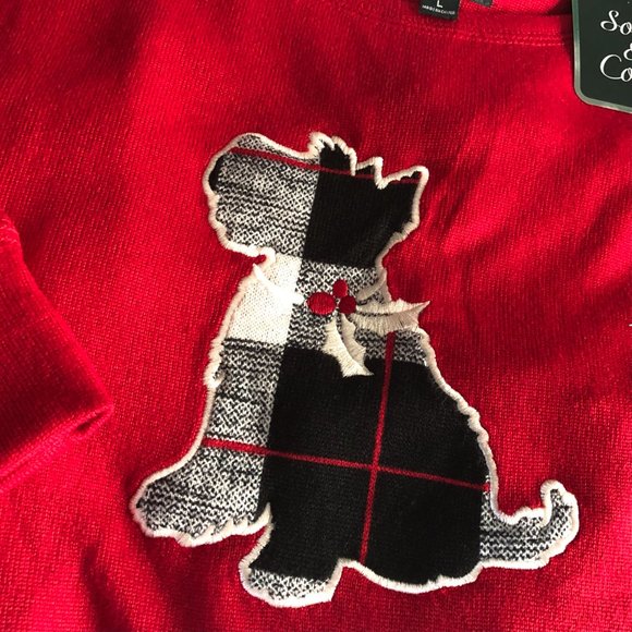 LAURA ASHLEY 2 Pc Winter Puppy Red Pajamas Size Large - Picture 2 of 7